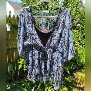 Blue and Black Paisley Blouse